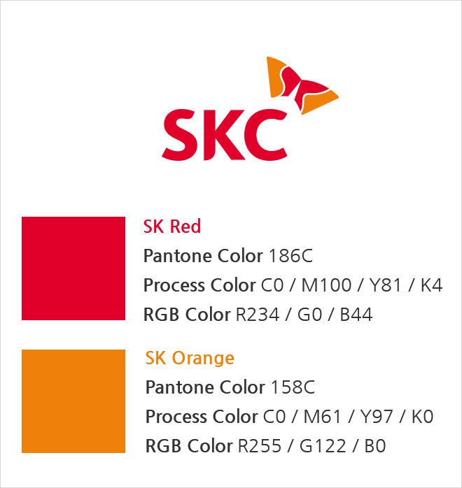 SK Red Pantone Color 186C, Process Color C0 / M100 / Y81 / K4 , RGB Color R234 / G0 / B44, SK Orange Pantone Color 158C, Process Color C0 / M61 / Y97 / K0,RGB Color R255 / G122 / B0